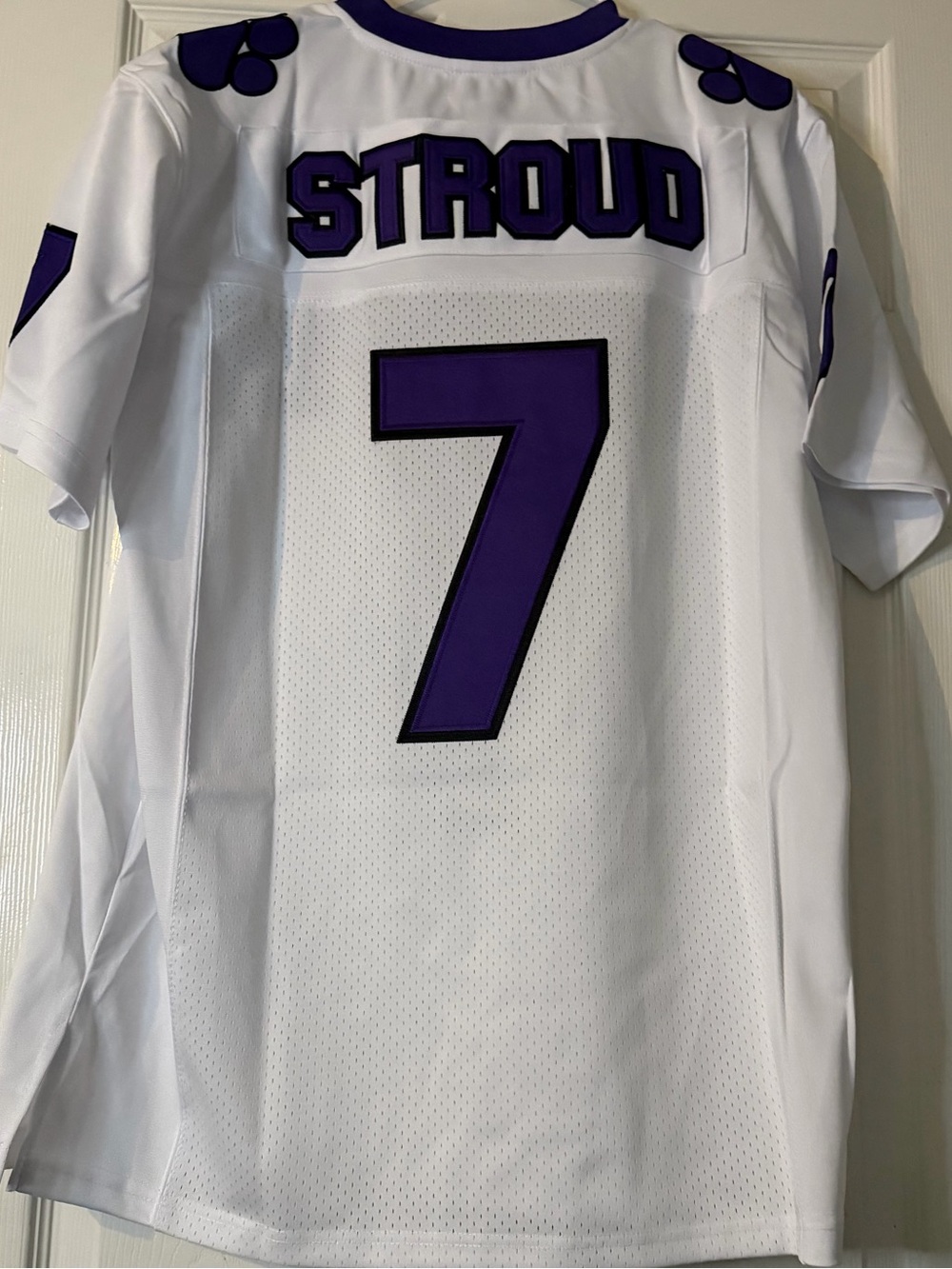 CJ Striud White & Purple Stroud #7 Men's high school Football Jersey
